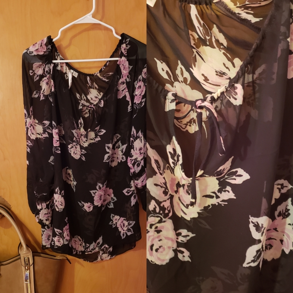 Sheer black floral top